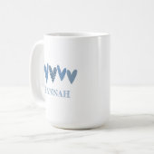 Mug Nom d'amour mignon Coeurs Cobalt Marine Bleu (Devant gauche)