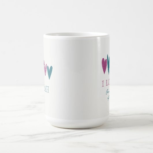 Mug Nom d'amour mignon Coeurs Turquoise Turquoise (Centre)