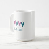 Mug Nom d'amour mignon Coeurs Turquoise Turquoise (Devant gauche)