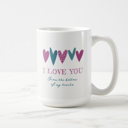 Mug Nom d'amour mignon Coeurs Turquoise Turquoise (Droite)
