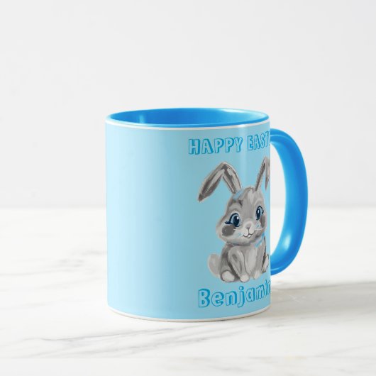 Mug Nom d'Aqua Bunny de Pâques gris (Devant droit)