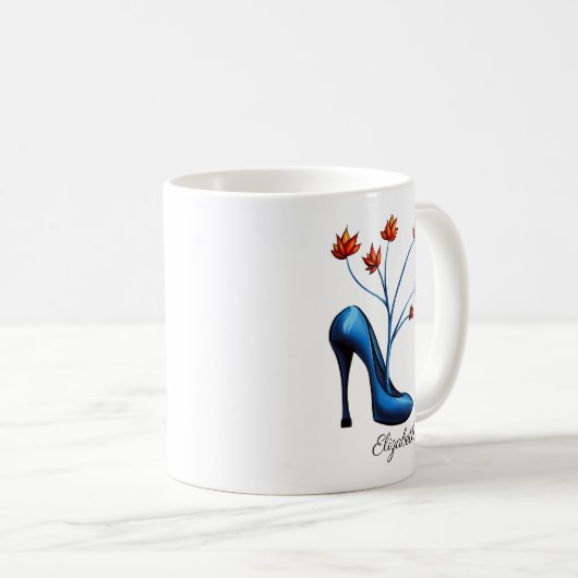 Mug Nom d'art de bouquet de chaussure et de fleur de (Devant droit)