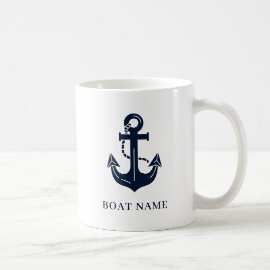 Mug Nom de bateau ancre nautique (Droite)