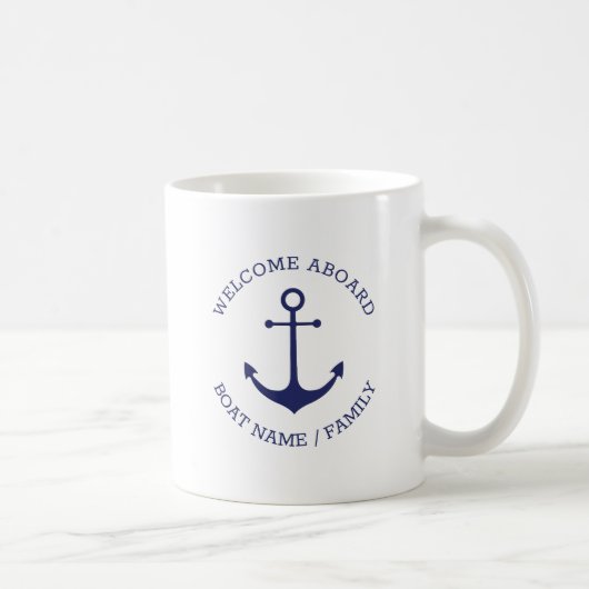 Mug Nom de bateau personnalisé Bienvenue à bord de l'a (Droite)