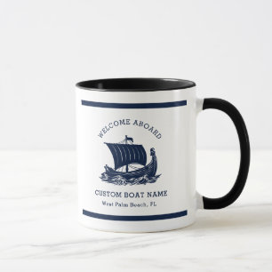 Mug Nom de bateau personnalisé moderne nautique & logo