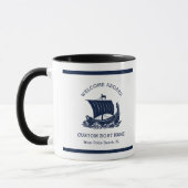 Mug Nom de bateau personnalisé moderne nautique & logo (Gauche)
