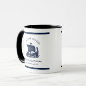 Mug Nom de bateau personnalisé moderne nautique & logo (Devant gauche)