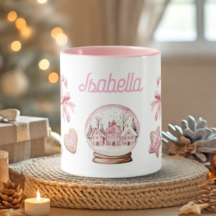 Mug Nom de biscuits de Noël en pain d'épice rose migno