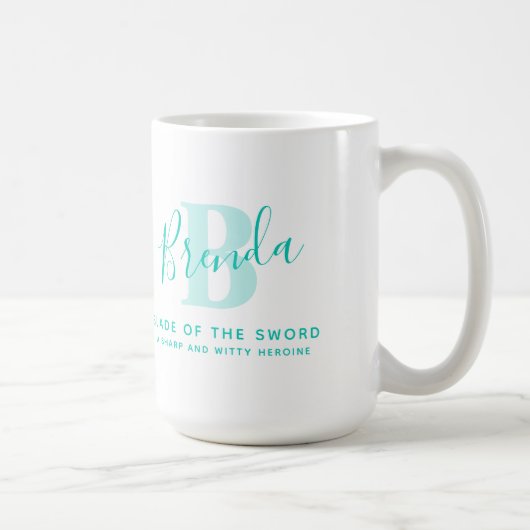 Mug Nom de Brenda signifiant monogramme B texte turquo (Droite)