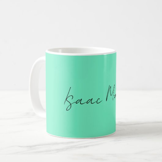 Mug Nom de calligraphie de script bleu vert élégant (Devant gauche)