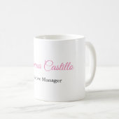 Mug Nom de calligraphie simple noir blanc rose (Devant droit)