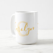 Mug Nom de carolyne signifiant monogramme C texte jaun (Devant gauche)
