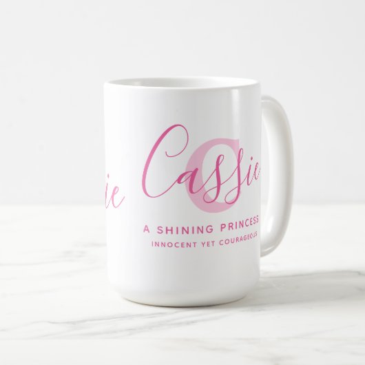 Mug Nom de cassie signification et monogramme de texte (Devant droit)