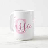Mug Nom de cassie signification et monogramme de texte (Devant gauche)