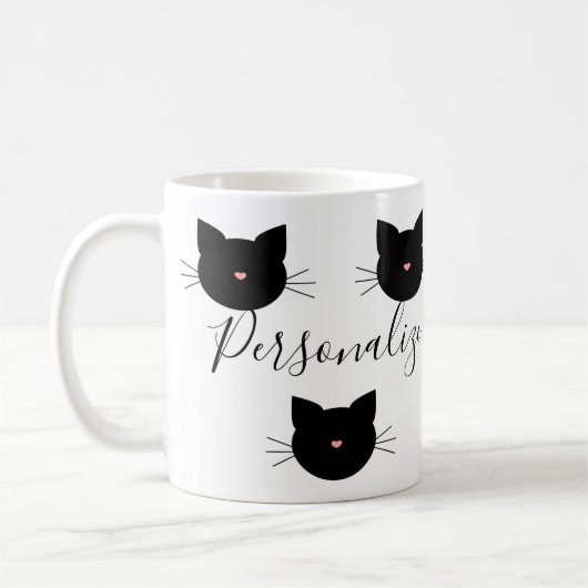 Mug Nom de chat noir personnalisé (Gauche)