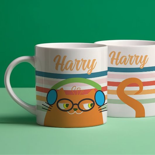 Mug Nom de chat pour casque rétro
