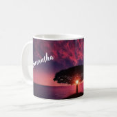 Mug Nom de coucher de soleil rouge (Devant gauche)