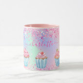 Mug Nom de cupcakes à pâte violet rose vif (Centre)