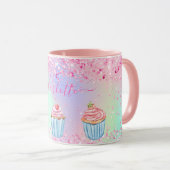 Mug Nom de cupcakes à pâte violet rose vif (Devant droit)