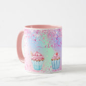 Mug Nom de cupcakes à pâte violet rose vif (Devant gauche)