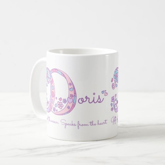 Mug Nom de Doris signifiant fleur cardiaque D monogram (Devant gauche)