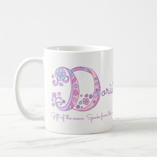 Mug Nom de Doris signifiant fleur cardiaque D monogram (Gauche)