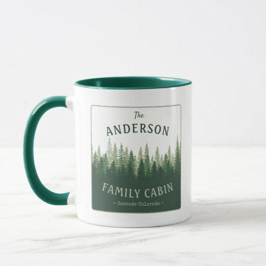 Mug Nom de famille Cabine Emplacement Pine Tree Forest (Gauche)