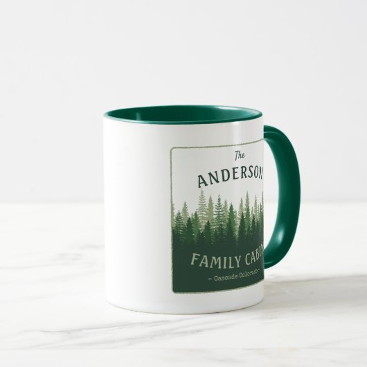 Mug Nom de famille Cabine Emplacement Pine Tree Forest (Devant droit)