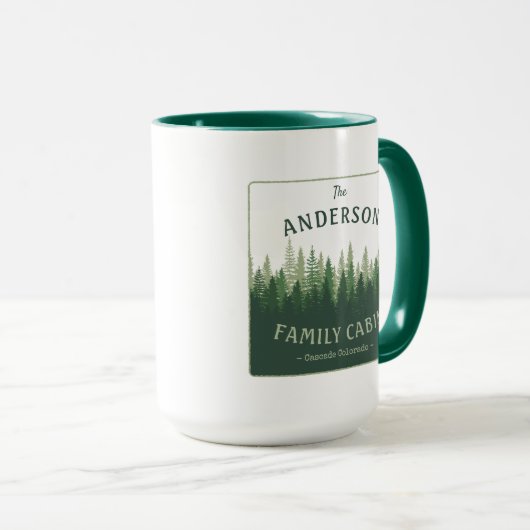 Mug Nom de famille Cabine Emplacement Pine Tree Forest (Devant droit)