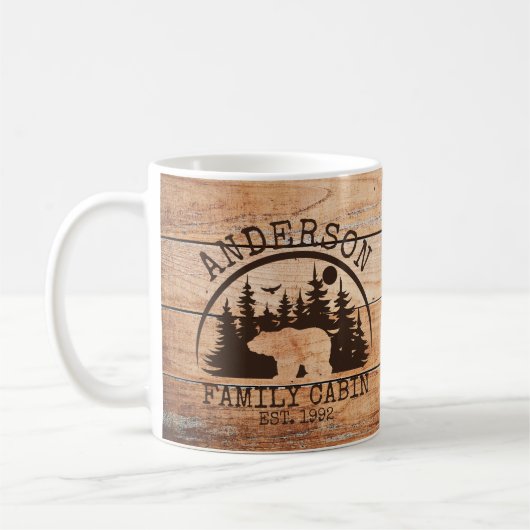 Mug Nom de famille Cabine en bois Personnalisé Rustiqu (Gauche)
