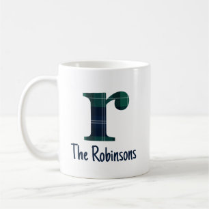 Mug Nom de famille carreaux minuscule lettre r initial