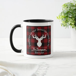 Mug Nom de famille Cerf Plaid Buffle Rouge et Noir