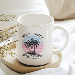 Mug Nom de famille correspondant Palm Tree Sunset Beac