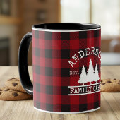 Mug Nom de famille du cabine Red Buffalo Plaid