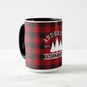 Mug Nom de famille du cabine Red Buffalo Plaid Large (Devant gauche)