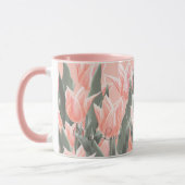 Mug Nom De Famille Élégant Monogramme Peach Tulips Pei (Gauche)