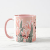 Mug Nom De Famille Élégant Monogramme Peach Tulips Pei (Gauche)