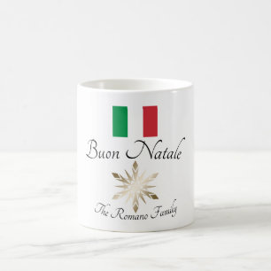 Mug Nom de famille italien Buon Natale Drapeau et floc