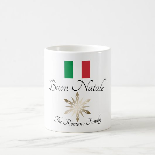 Mug Nom de famille italien Buon Natale Drapeau et floc (Centre)