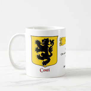 Mug Nom de famille italien Conti Heraldic Shield et Bl