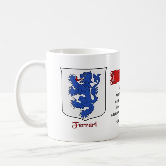Mug Nom de famille italien Ferrari Heraldic Shield et  (Gauche)