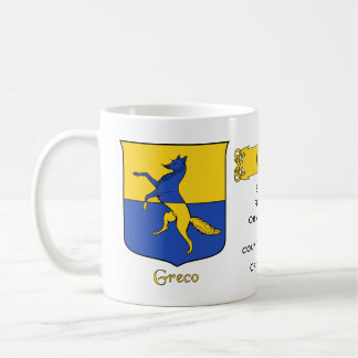 Mug Nom de famille italien Greco Heraldic Shield et Bl
