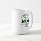 Mug Nom de famille Lake House Forest Green Trees Large (Devant droit)