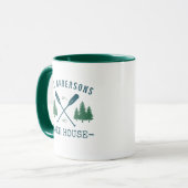 Mug Nom de famille Lake House Oars rustiques Pine Tree (Devant gauche)