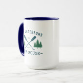 Mug Nom de famille Lake House Oars rustiques Pine Tree (Devant gauche)