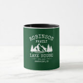 Mug Nom de famille Lake House Trees Forest Green Deux  (Centre)