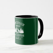 Mug Nom de famille Lake House Trees Forest Green Deux  (Devant droit)