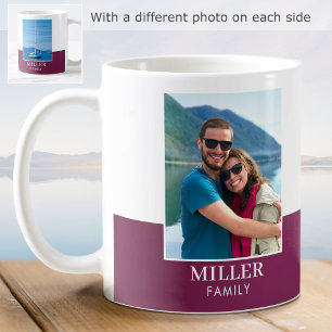 Mug Nom de famille moderne personnalisé 2 Photo Rose p