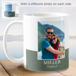 Mug Nom de famille moderne personnalisé 2 Photo Vert B