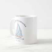 Mug Nom de famille Nautical Blue Sails Boat Lake House (Devant gauche)